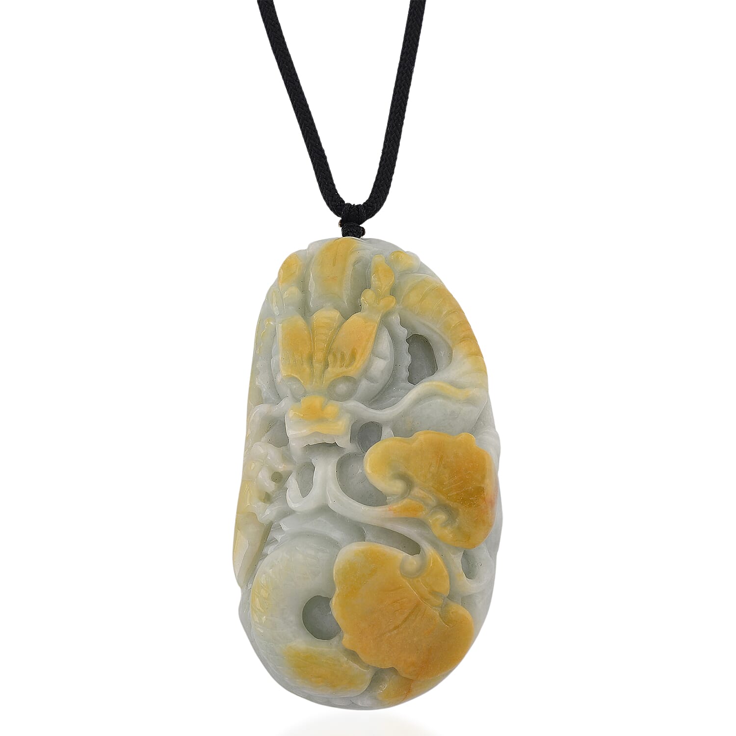 Type A Natural Bi Colour Honey Jade Dragon  Necklace with Cotton Thread (Size 30 Adjustable) 585.00 Ct. 8242378 0