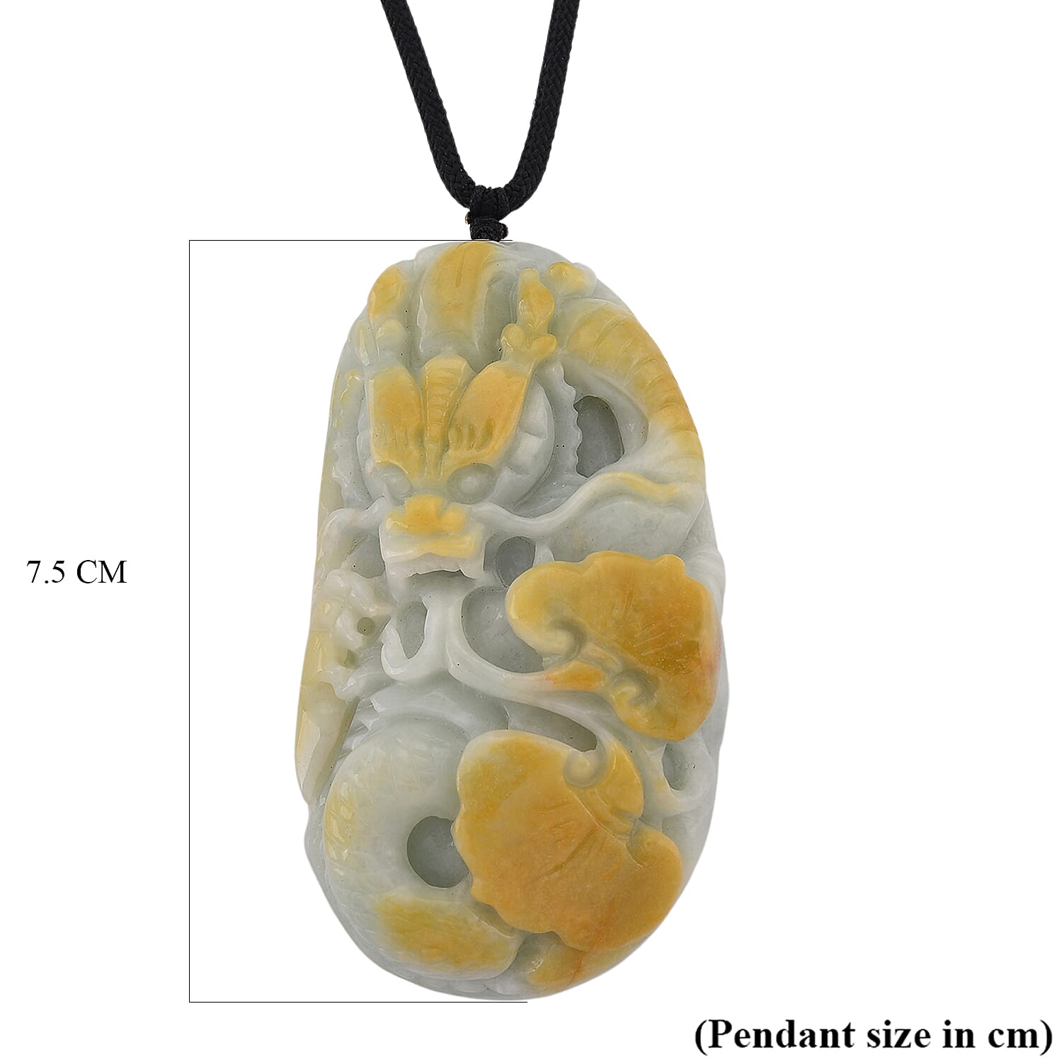 Type A Natural Bi Colour Honey Jade Dragon  Necklace with Cotton Thread (Size 30 Adjustable) 585.00 Ct. 8242378 5