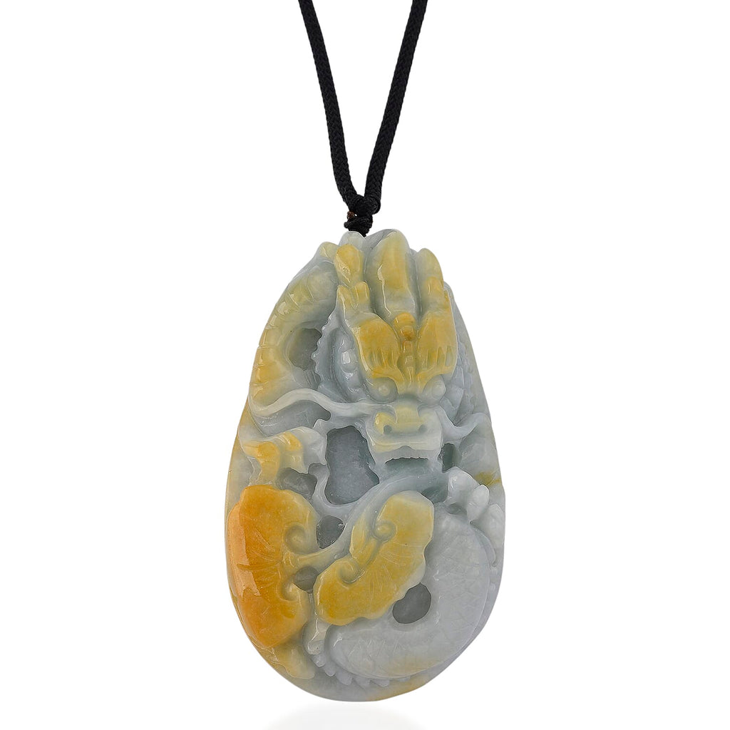 Type A Natural Bi Colour Honey Jade Dragon  Necklace with Cotton Thread (Size 32 Adjustable) 595.000  Ct.