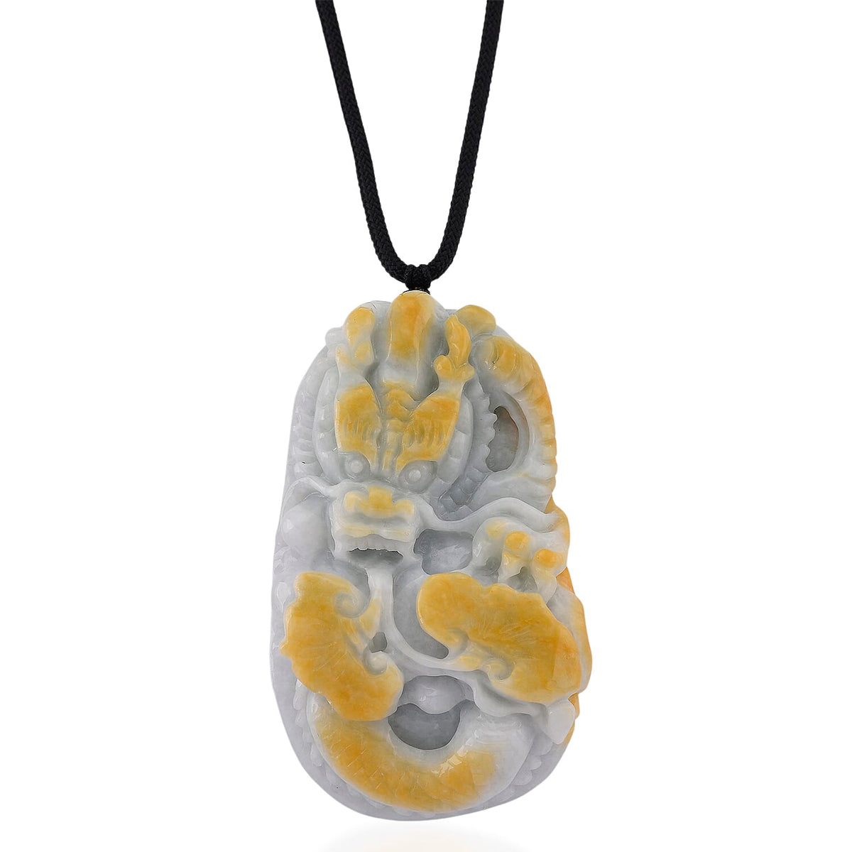 Type A Natural Bi Colour Honey Jade Dragon Necklace with Cotton Thread (Size 30 Adjustable) 630.00 Ct. 8242376 0