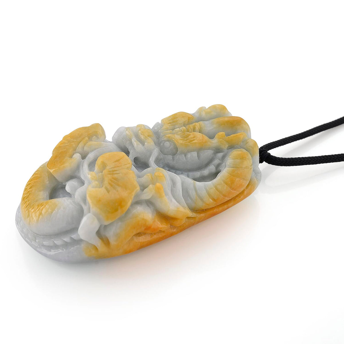 Type A Natural Bi Colour Honey Jade Dragon Necklace with Cotton Thread (Size 30 Adjustable) 630.00 Ct. 8242376 2