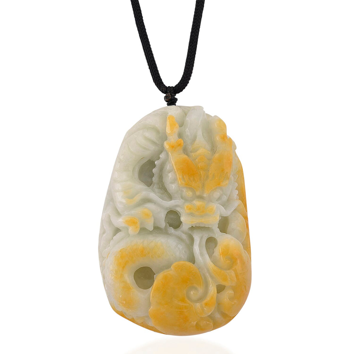 Type A Natural Bi Colour Honey Jade Dragon  Necklace with Cotton Thread (Size 32 Adjustable) 675.00 Ct. 8242381 0