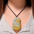 Type A Natural Bi Colour Honey Jade Dragon  Necklace with Cotton Thread (Size 32 Adjustable) 675.00 Ct.