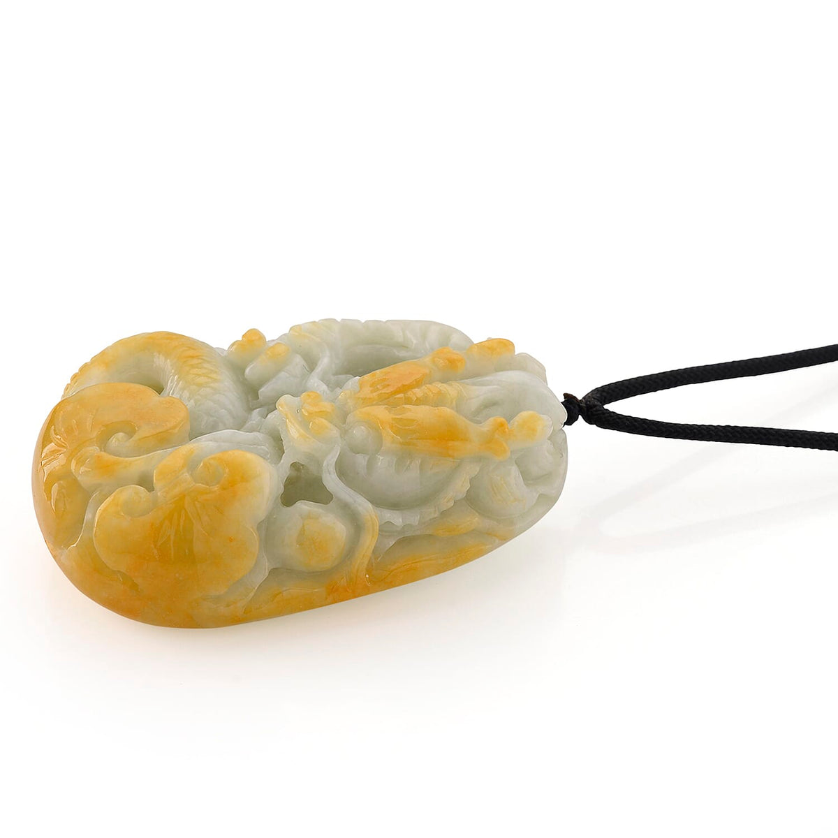 Type A Natural Bi Colour Honey Jade Dragon  Necklace with Cotton Thread (Size 32 Adjustable) 675.00 Ct. 8242381 2