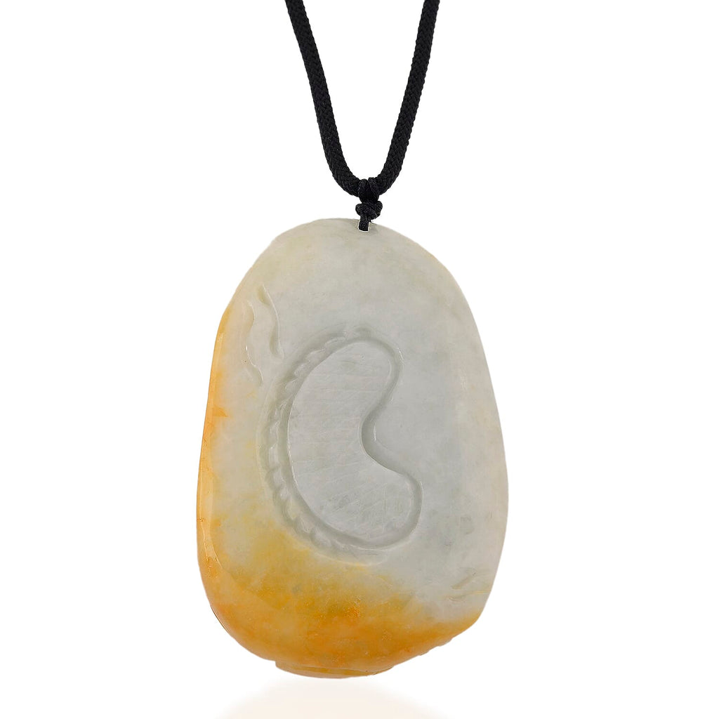Type A Natural Bi Colour Honey Jade Dragon  Necklace with Cotton Thread (Size 32 Adjustable) 675.00 Ct.