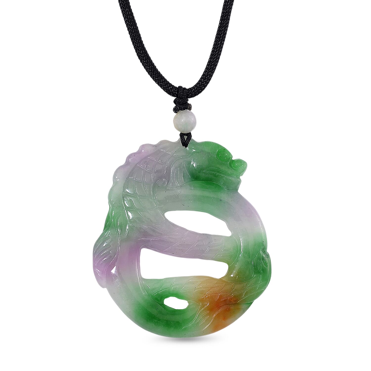 Enhanced Multi-Colour Dragon Jade Adjustable Dragon Necklace (Size 28) 100.00 Ct. 8156001 0