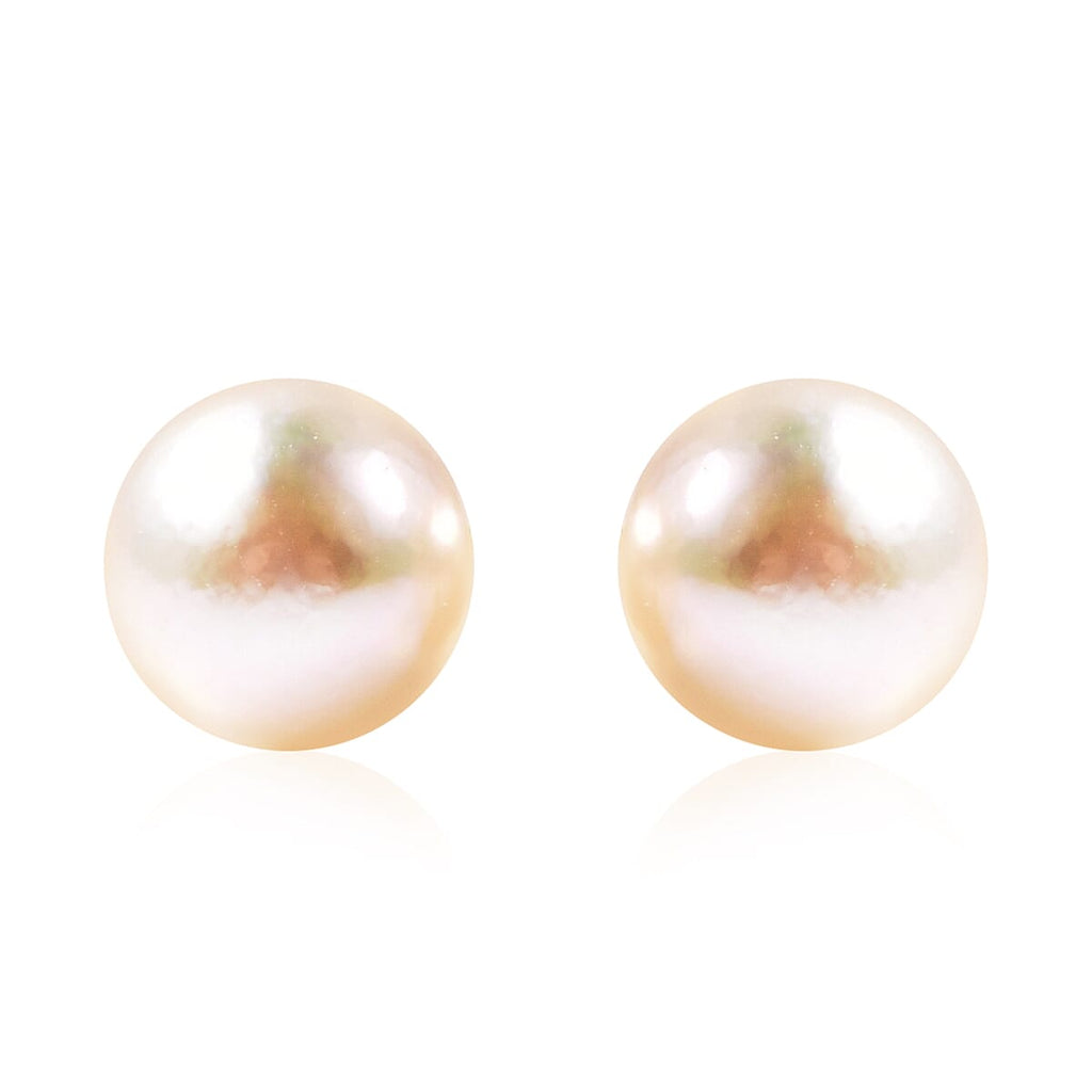 Japanese Akoya Pearl Ball Stud Earrings (with Screw Back) in Yellow Gold Overlay Sterling Silver