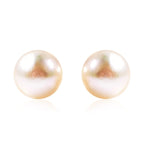 Japanese Akoya Pearl Ball Stud Earrings (with Screw Back) in Yellow Gold Overlay Sterling Silver