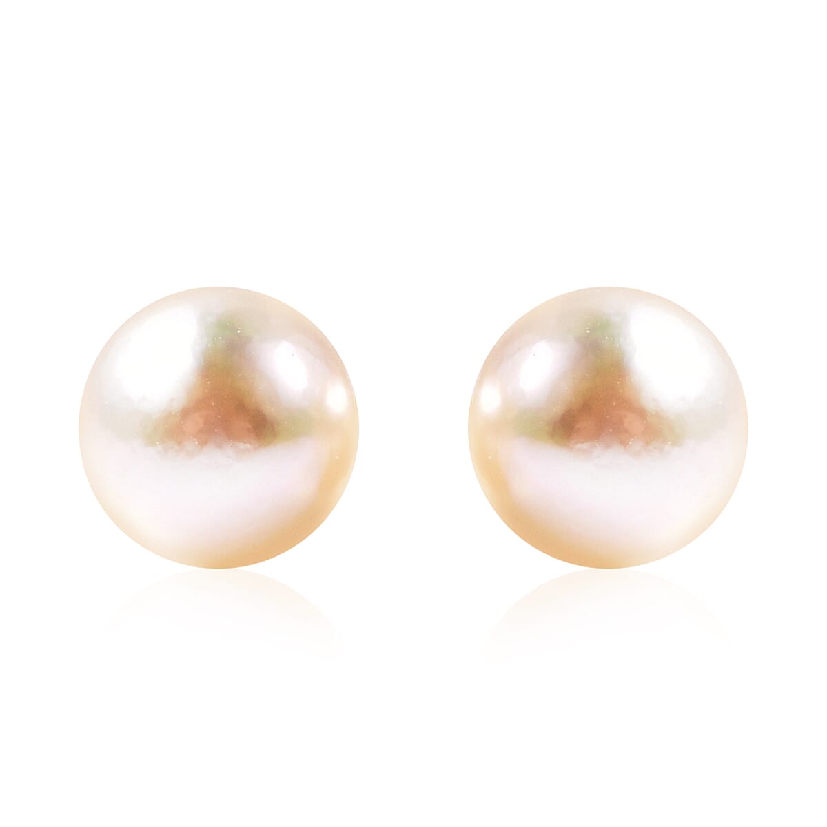 Japanese Akoya Pearl Ball Stud Earrings (with Screw Back) in Yellow Gold Overlay Sterling Silver 3691951 0
