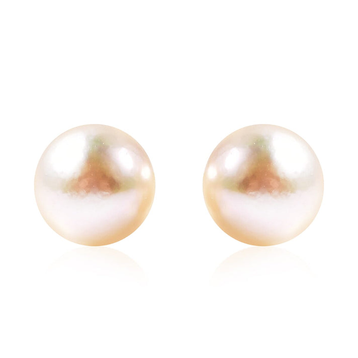 Japanese Akoya Pearl Ball Stud Earrings (with Screw Back) in Yellow Gold Overlay Sterling Silver 3691951 1
