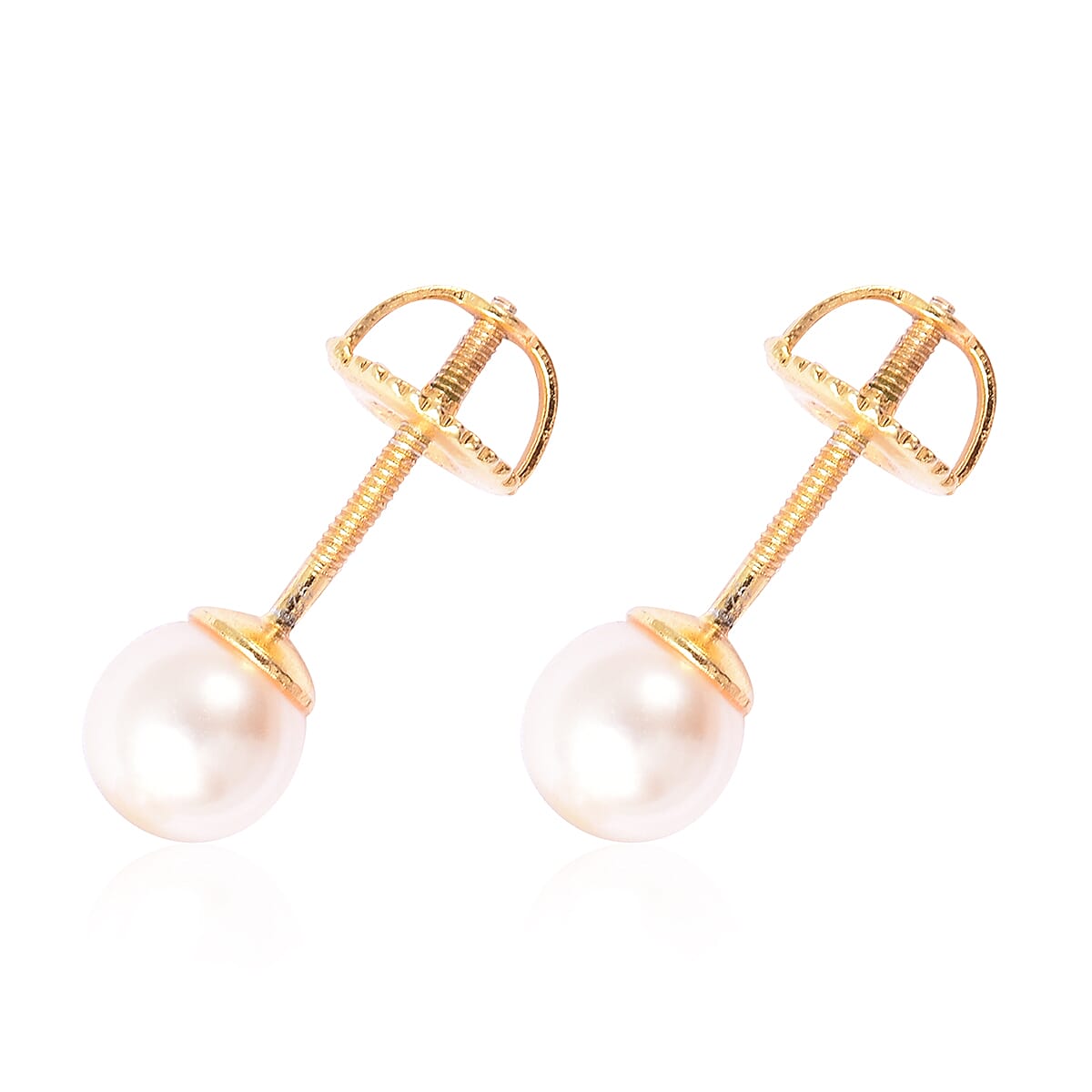Japanese Akoya Pearl Ball Stud Earrings (with Screw Back) in Yellow Gold Overlay Sterling Silver 3691951 2