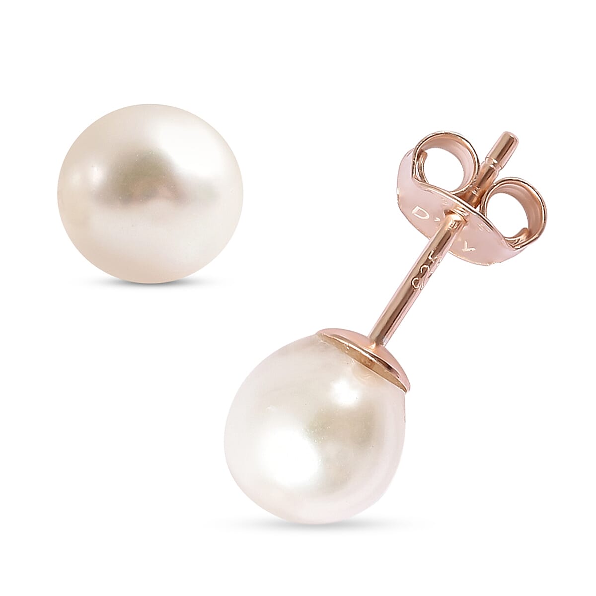 Japanese Akoya Pearl Stud Earrings in Rose Gold Overlay Sterling Silver 7744913 0