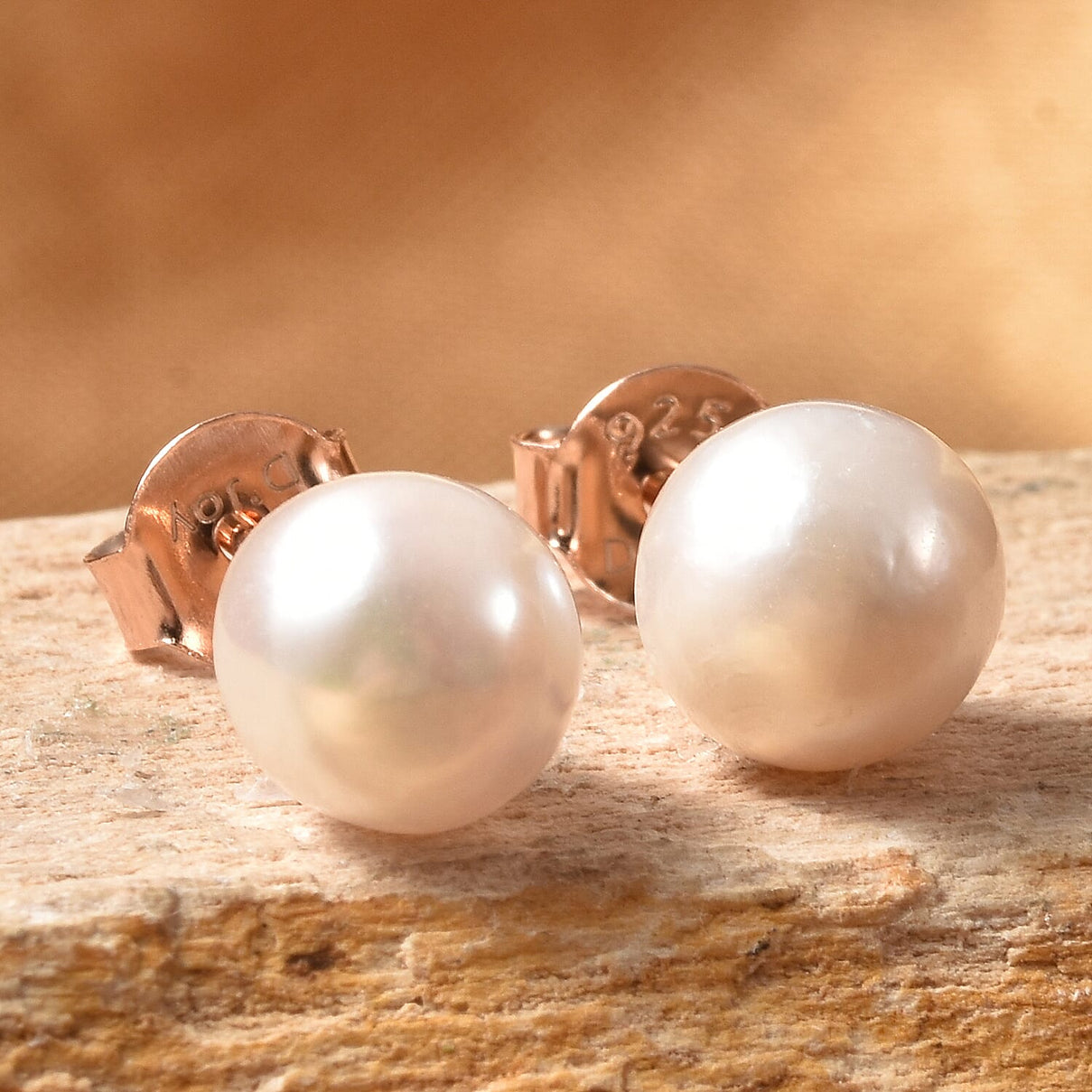 Japanese Akoya Pearl Stud Earrings in Rose Gold Overlay Sterling Silver 7744913 1