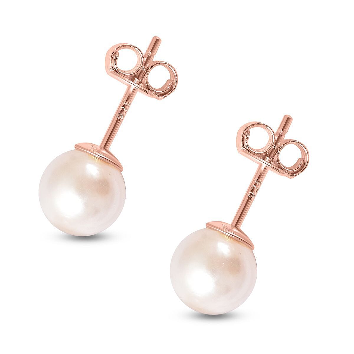Japanese Akoya Pearl Stud Earrings in Rose Gold Overlay Sterling Silver 7744913 3