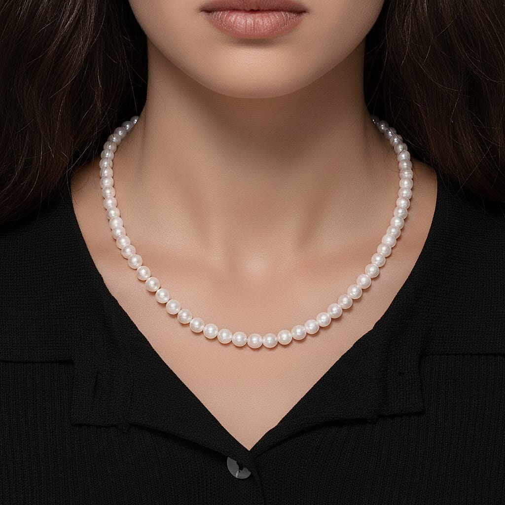 Japanese Akoya Pearl Necklace (Size 20 + 2 Ext) in Yellow Gold Plated Sterling Silver V32534094 6