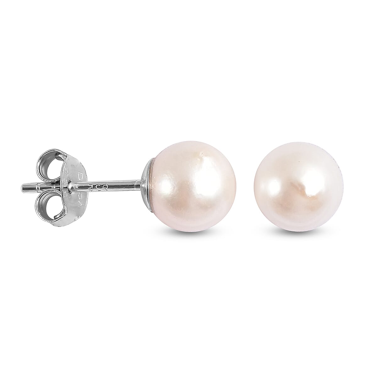 Japanese Akoya Pearl Stud Earrings in Rhodium Plated Sterling Silver 3881222 0