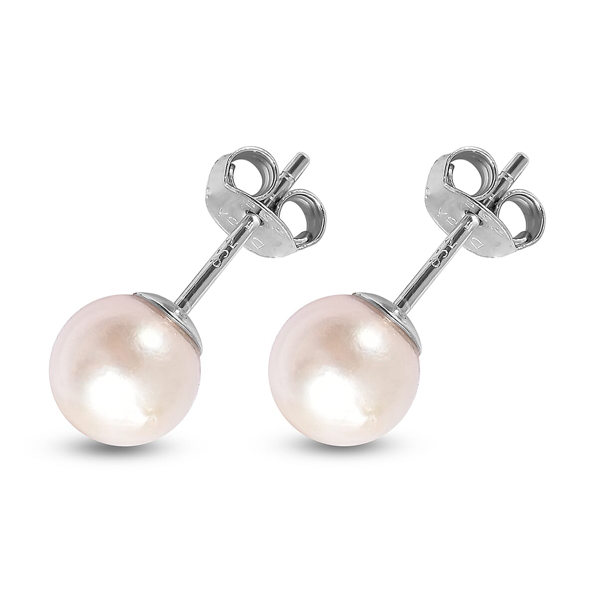 Japanese Akoya Pearl Stud Earrings in Rhodium Plated Sterling Silver 3881222 4