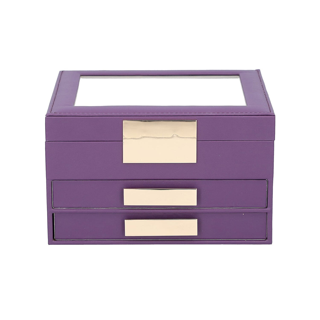 Three Layer Anti-Tarnish Jewellery Box with Transparent Glass Window at Top in Purple 7746316 1