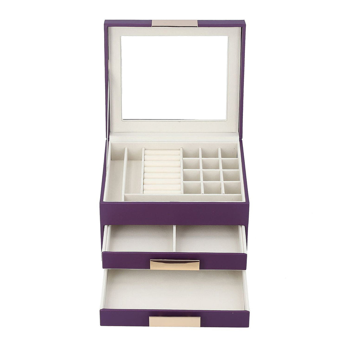 Three Layer Anti-Tarnish Jewellery Box with Transparent Glass Window at Top in Purple 7746316 4