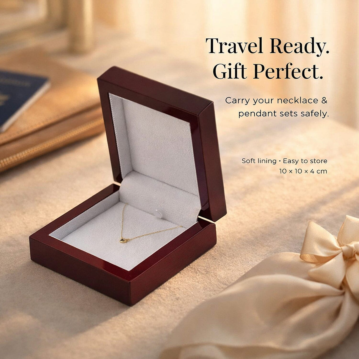 Jewellery Gifting - Velvet Lining Wooden Necklace and Pendant Box (Size 10x10x4 cm). 3399337 3