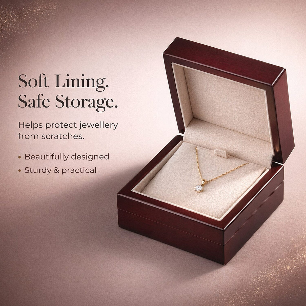 Jewellery Gifting - Velvet Lining Wooden Necklace and Pendant Box (Size 10x10x4 cm). 3399337 4