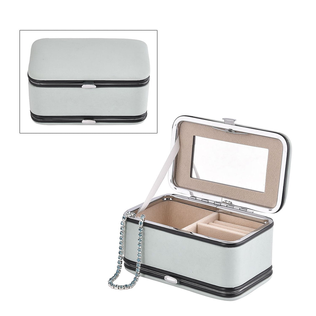 Jewellery Organizer with 6 Manicure Set and 1 Crystal Studded Bracelet (Size 7.5 cm) - Blue 7504564 0