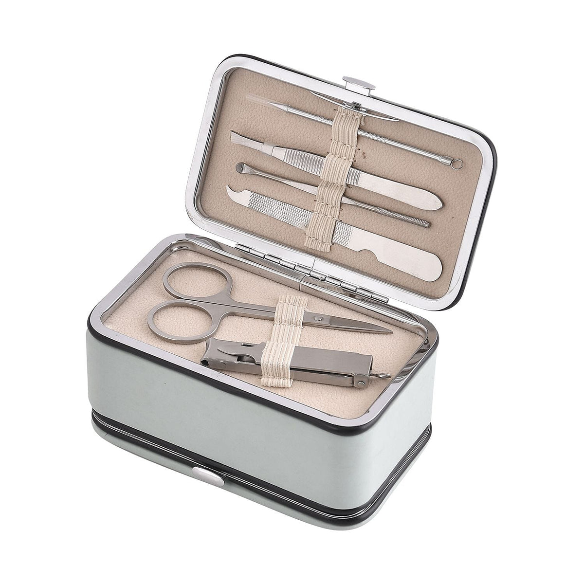 Jewellery Organizer with 6 Manicure Set and 1 Crystal Studded Bracelet (Size 7.5 cm) - Blue 7504564 5