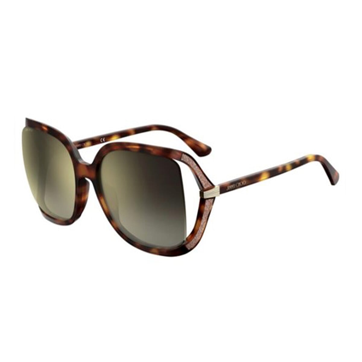 Jimmy Choo Tilda Dark Havana Woman Rectangular Sunglasses - Brown &amp; Black 7781151 0