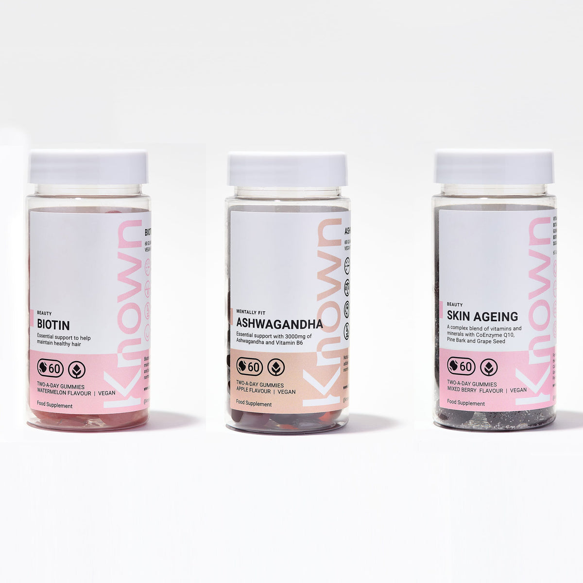 Known Nutrition - Mind and Beauty Bundle (Known Ashwagandha, Biotin and Skin Ageing Gummies) 7693321 0