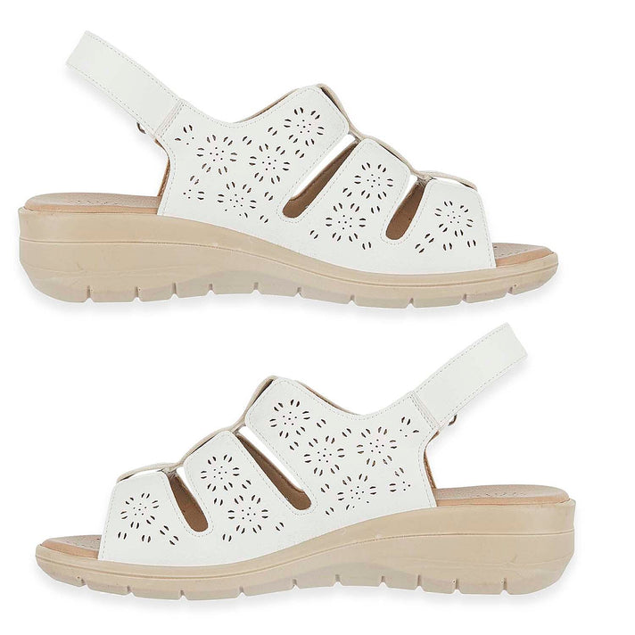 Shoetree Comfort Catania Ladies Lightweight Comfort Sandal with Padded Sock, Elasticated Centre Gussets and Touch and Close Strap (Size 3) - White 8530158 2