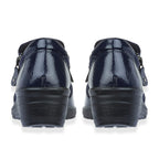 Jo-Joe Jessica Wedge Shoe With Metallic Trim - Zip (Size 4) - Navy
