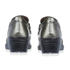 Jo-Joe Jessica Wedge Shoe With Metallic Trim - Zip (Size 4) - Pewter