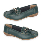 Jo-Joe Nautical Wide Fit Leather Loafer (Size 6) - Hunter Green