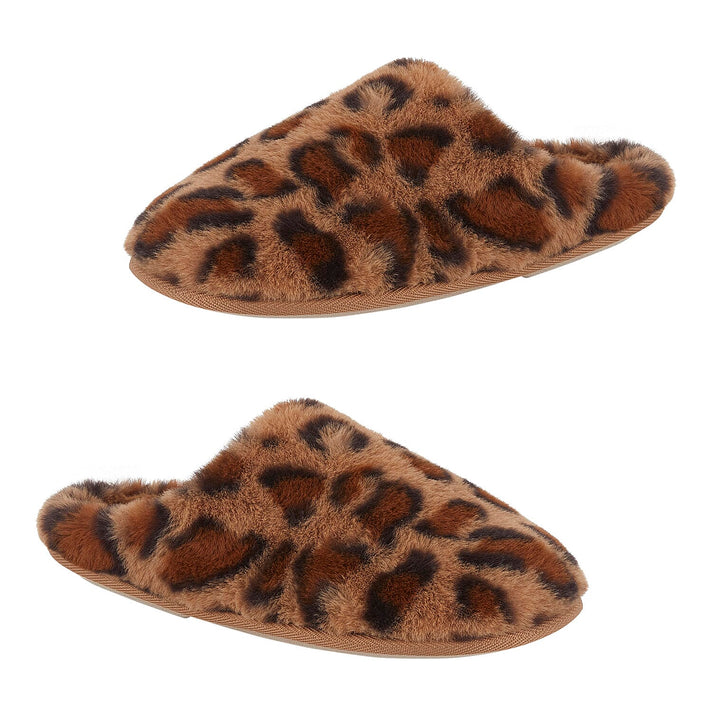 Jo-Joe Callie Womens Faux Fur Mule Slippers (Size 3) - Leopard 8298405 1