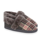 Jo - Joe Heritage Cosy Check Mule With Faux Fur Trim (Size 3) - Pebble