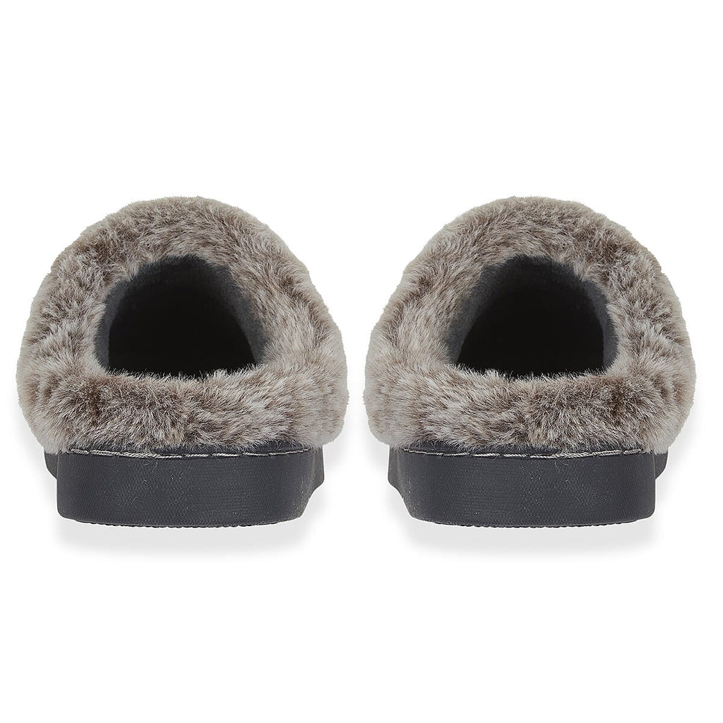 Jo - Joe Trixie Faux Fur Trim Mule Indoor Slippers (Size 4) - Charcoal