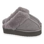 Jo - Joe Ladies Warm Fleece Lined Mules (Size 5) - Grey
