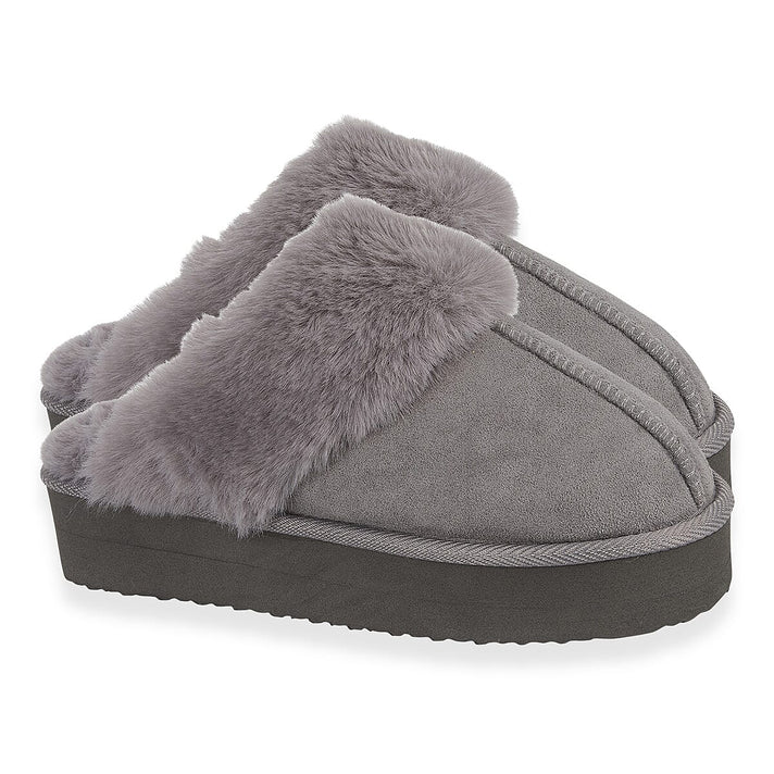 Jo - Joe Ladies Warm Fleece Lined Mules (Size 5) - Grey 8334490 1