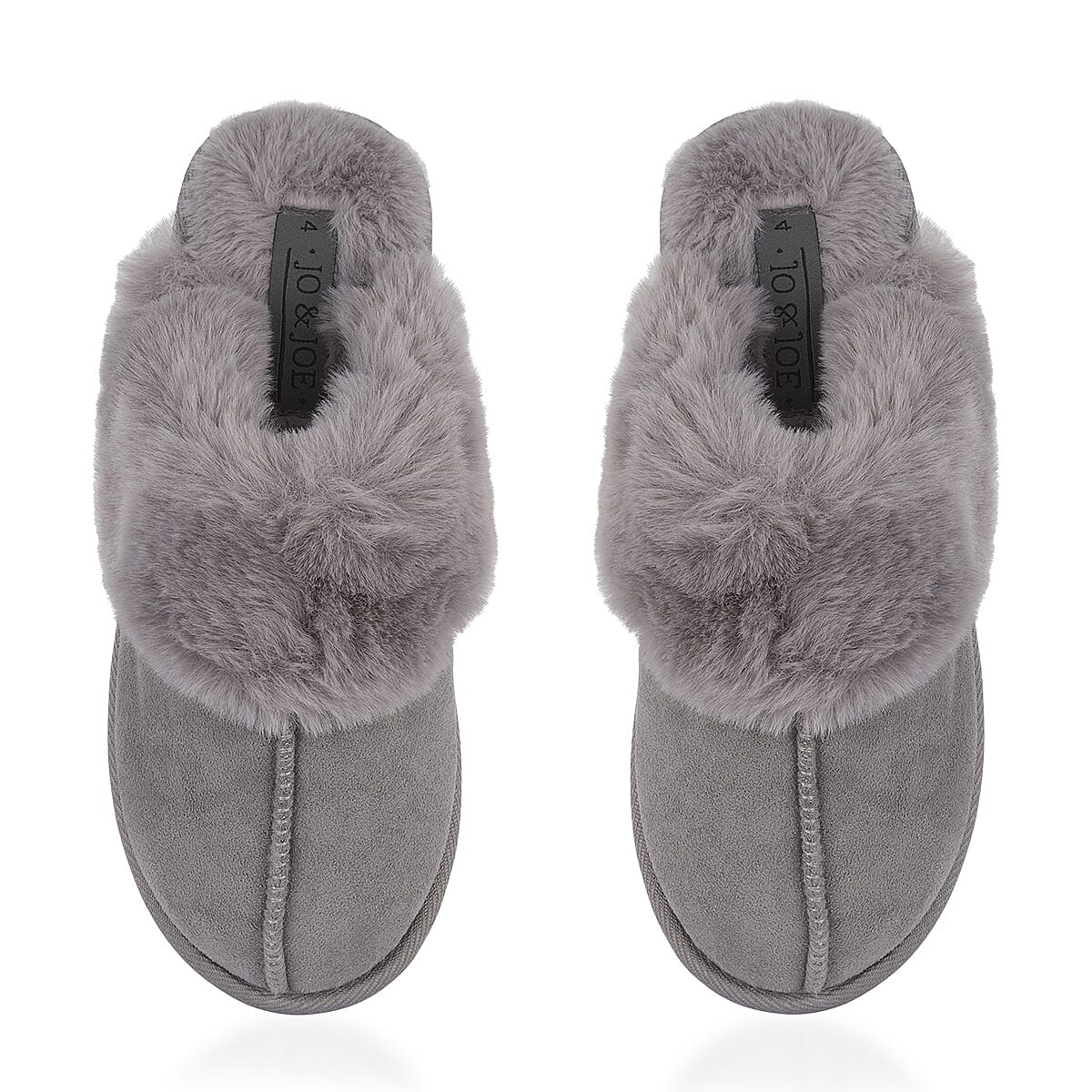 Jo - Joe Ladies Warm Fleece Lined Mules (Size 5) - Grey 8334490 1