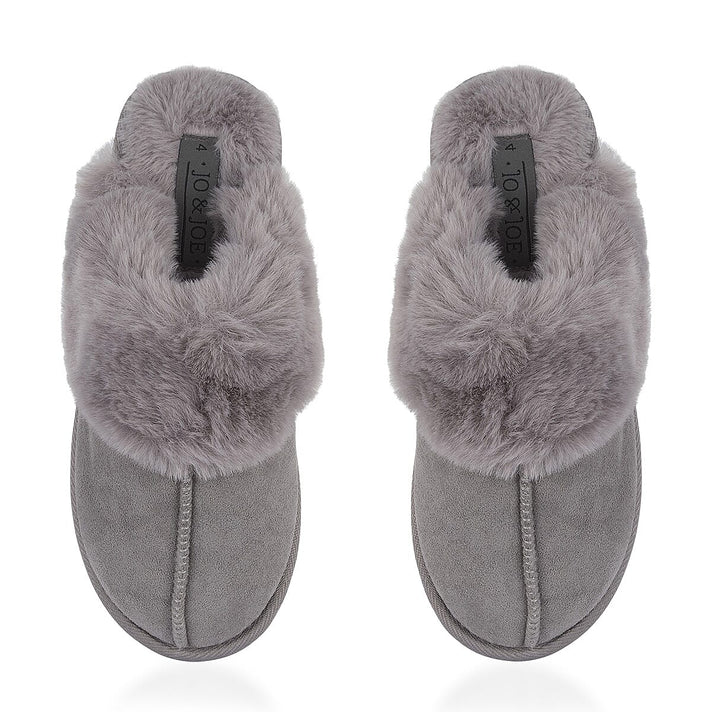 Jo - Joe Ladies Warm Fleece Lined Mules (Size 5) - Grey 8334490 2