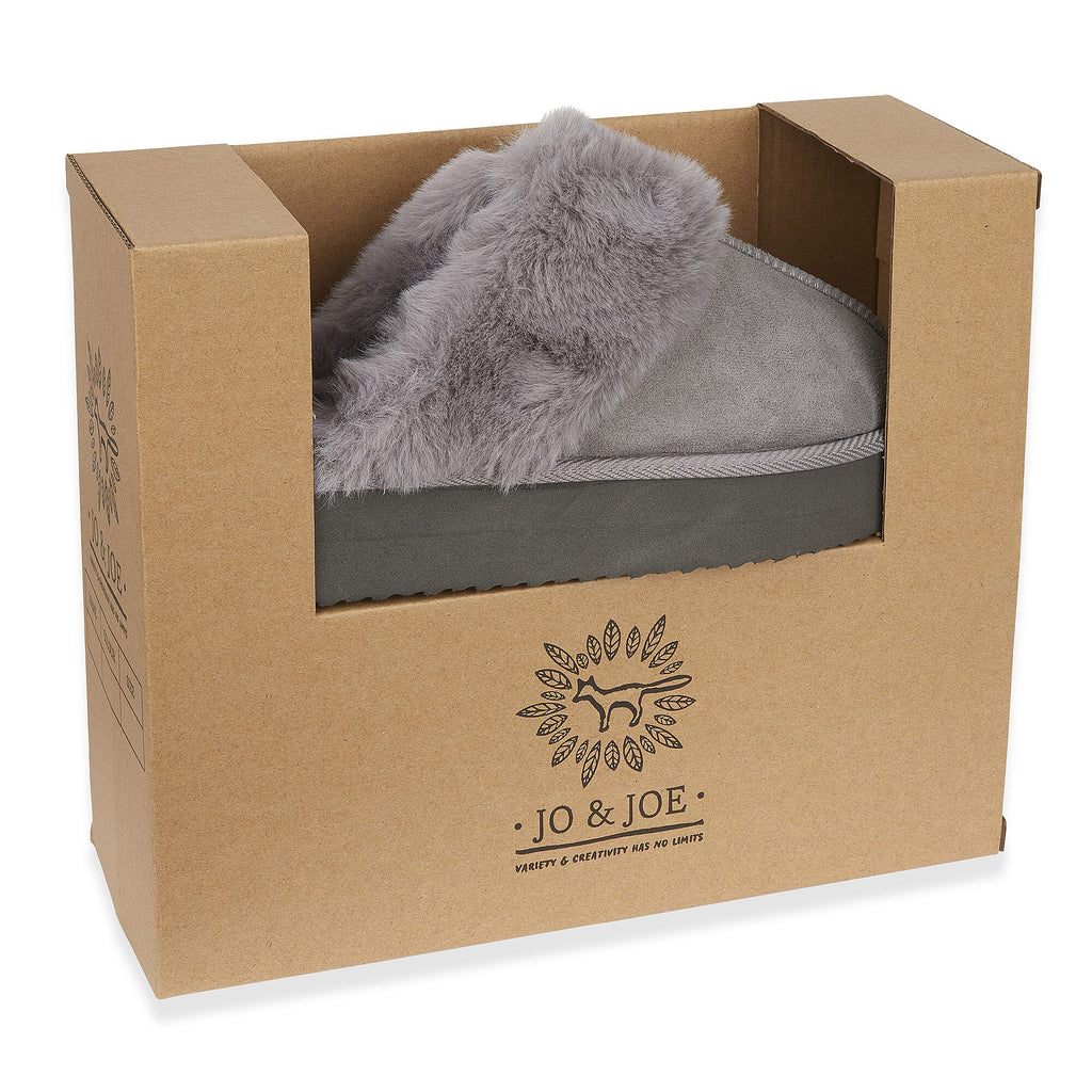 Jo - Joe Ladies Warm Fleece Lined Mules (Size 5) - Grey