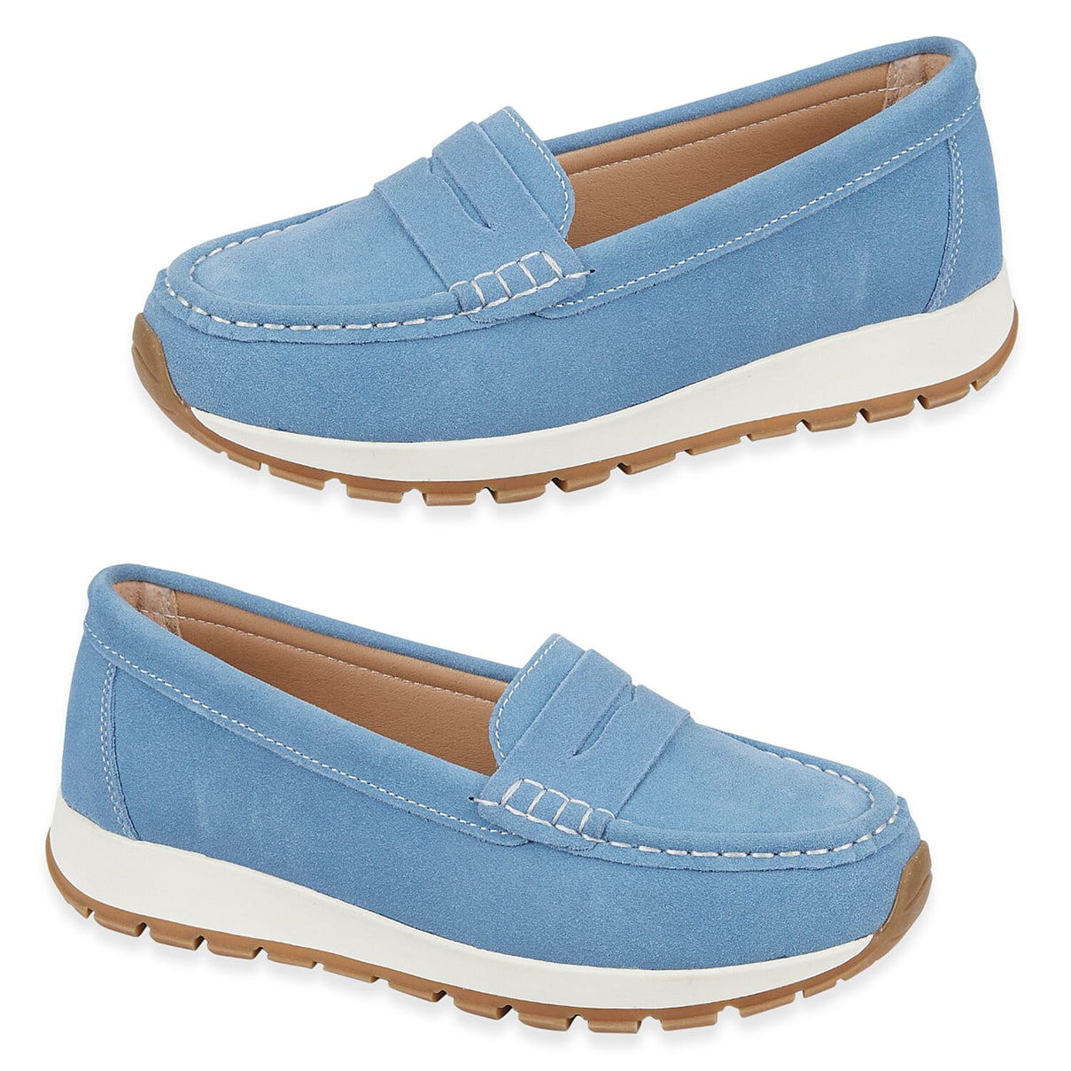Jo &amp; Joe Ladies Lima Genuine Suede Loafer With Chunky Cushioning Sole (Size 7) - Powder Blue V32527761 0