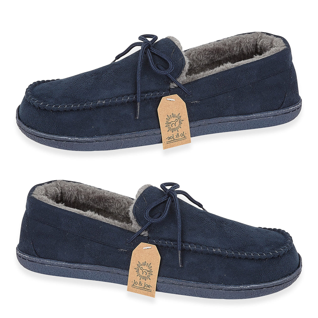 Jo - Joe Malcolm Mens Moccasins Faux-Fur Warm Soft Indoor Slip On Slippers (Size 10) - Navy 8298602 0