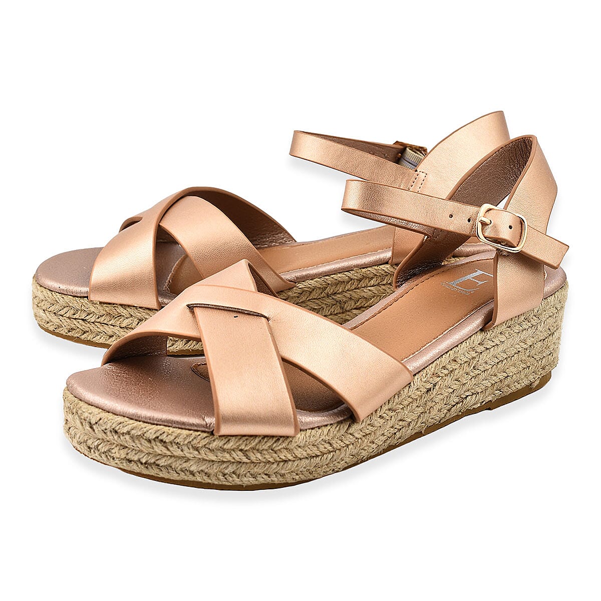 Jo &amp; Joe Sunny Cross Strap Low Platform Wedge Sandal (Size 4) - Rose 7766258 0