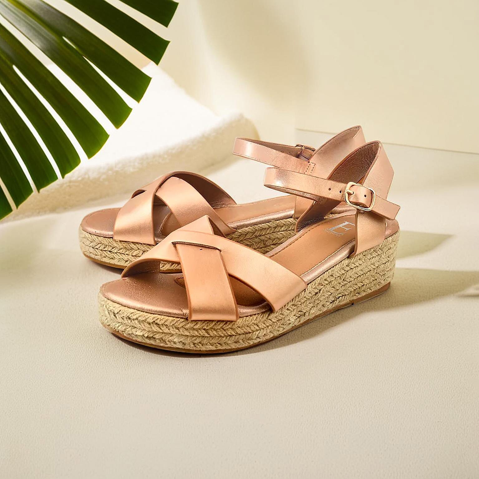 Jo &amp; Joe Sunny Cross Strap Low Platform Wedge Sandal (Size 4) - Rose 7766258 1