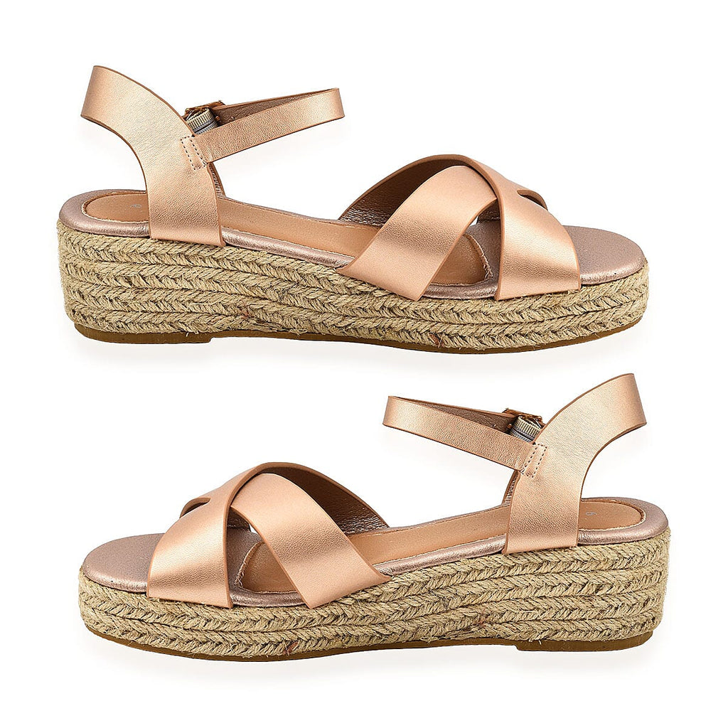 Jo & Joe Sunny Cross Strap Low Platform Wedge Sandal (Size 4) - Rose