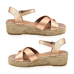 Jo & Joe Sunny Cross Strap Low Platform Wedge Sandal (Size 4) - Rose