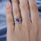 John Saul Ruby, Emerald and Moissanite Floral Ring in Rhodium Overlay Sterling Silver 2.48 Ct.
