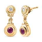 Natural John Saul Ruby & Moissanite Dangle Earrings in 18K Vermeil YG Plated Sterling Silver