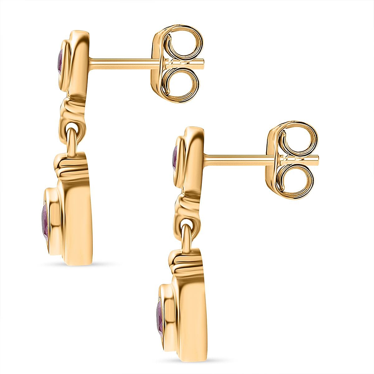 John Saul Ruby and Moissanite Dangle Earrings in 18K Vermeil Yellow Gold Plated Sterling Silver 7770230 3